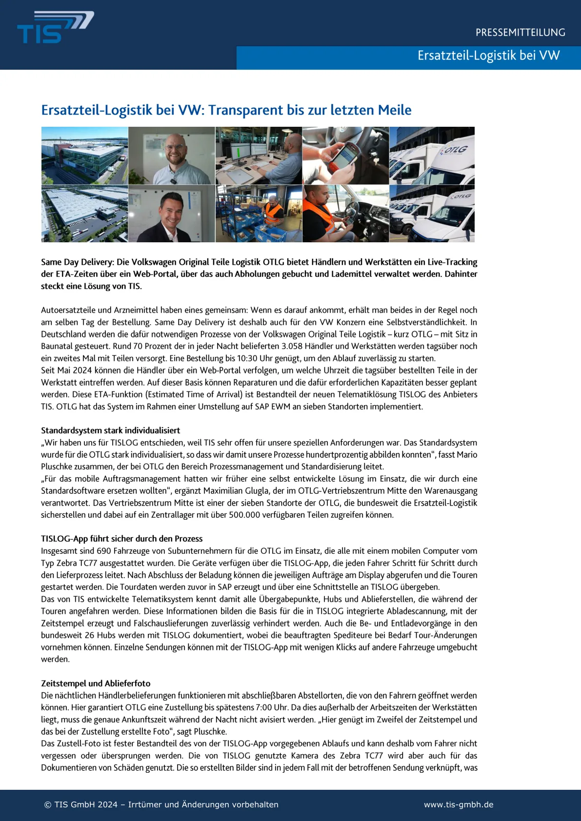 TIS Anwenderbericht OTLG Ersatzteile Logistik