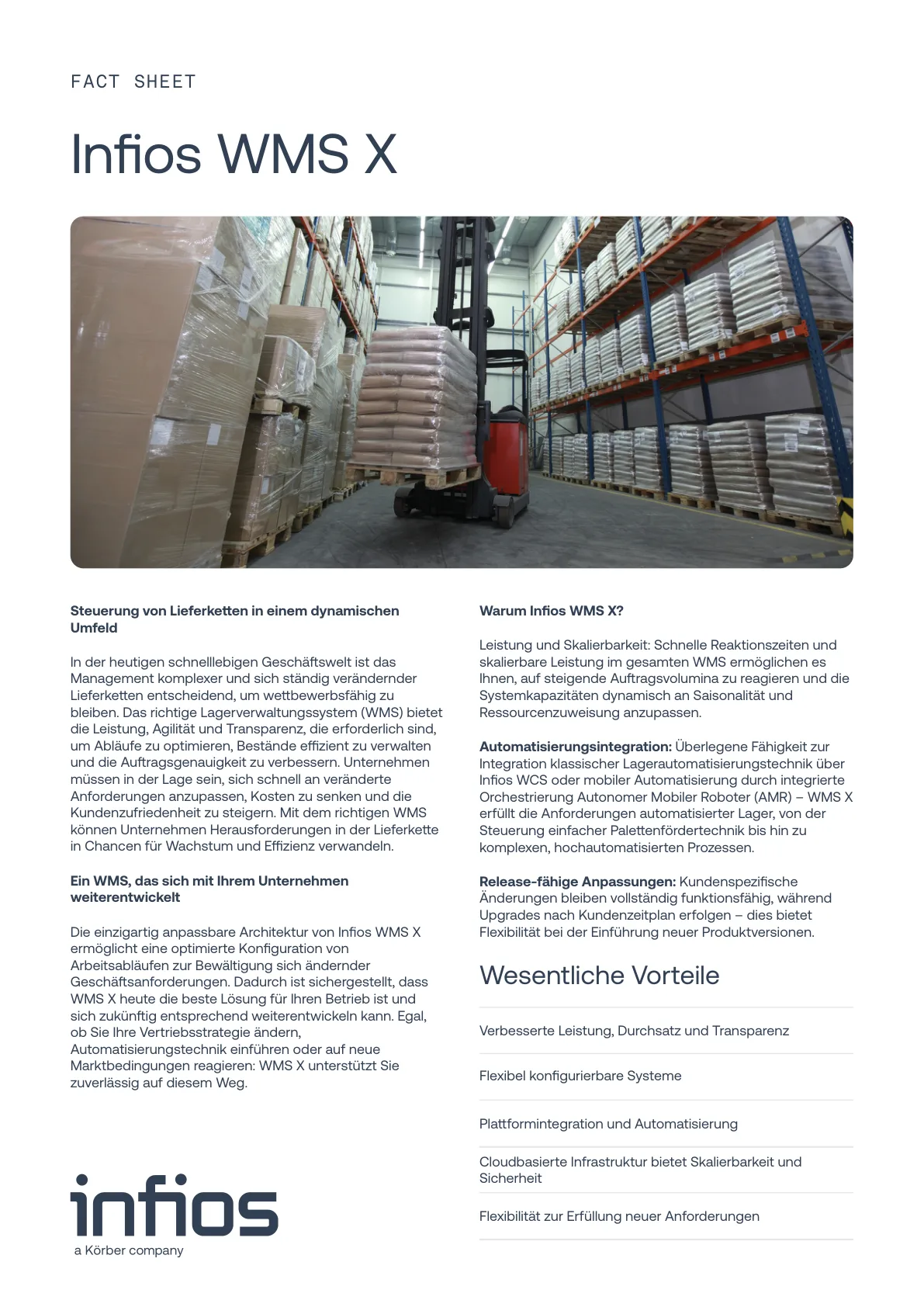 Infios WMS X product brief 2025 DE