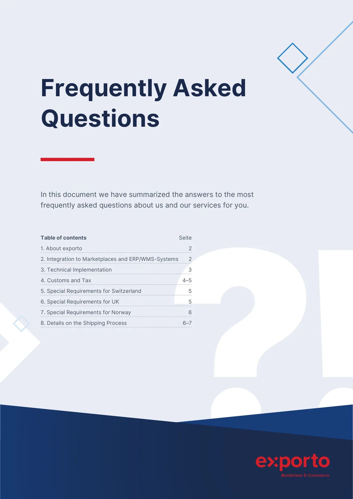 exporto FAQ English