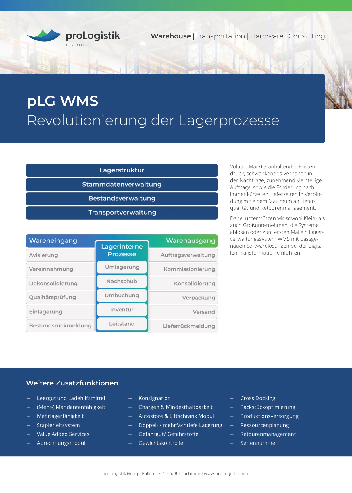 Funktionsübersicht pLG WMS