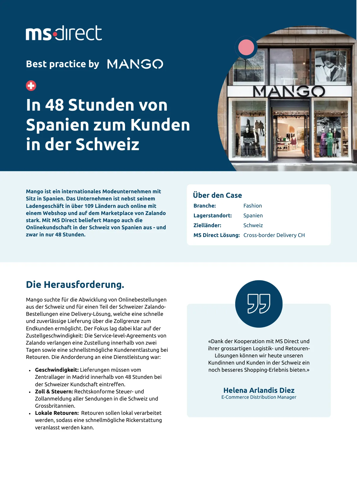 Mango: In 48 h von Spanien zum Endkunden in die Schweiz